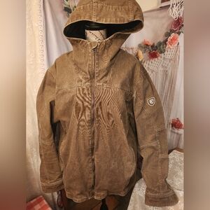 KUHL Brown Fleece Lined Hooded Mens Jacket Size Xl